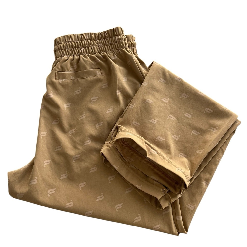 Fabletics Sm. Tan Sandy Brown Logo Iggy Woven Pant Elastic Waist Athletic Jogger